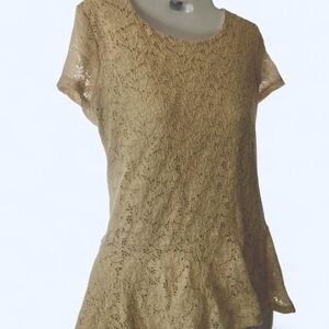 Crean Lace Bobeau Blouse with Ruffle bottom L